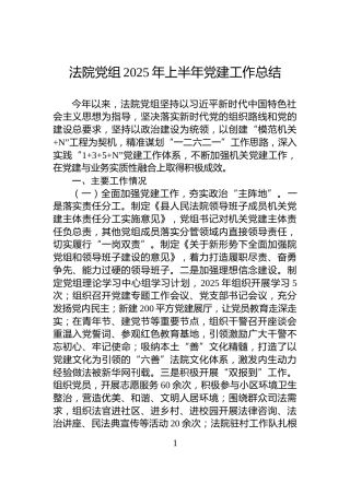 法院党组2025年上半年党建工作总结