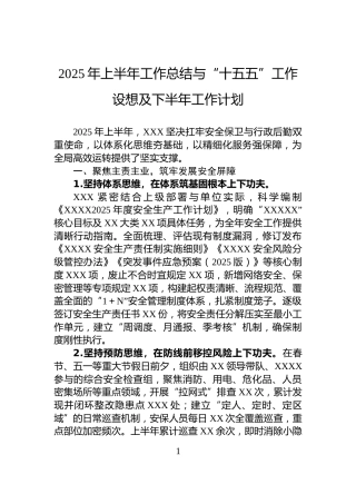 2025年上半年工作总结与“十五五”工作设想及下半年工作计划