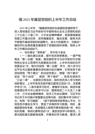 镇2025年基层党组织上半年工作总结