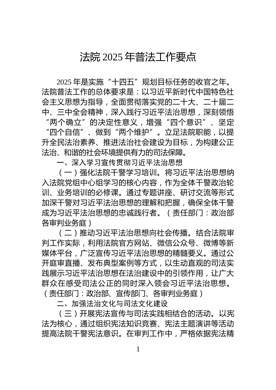 法院2025年普法工作要点_第1页