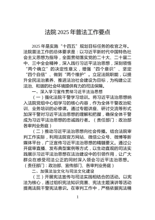 法院2025年普法工作要点