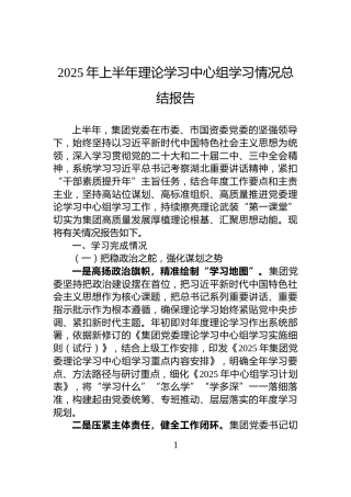 2025年上半年理论学习中心组学习情况总结报告