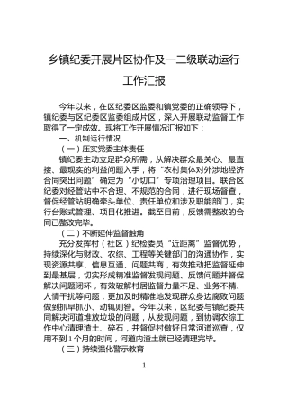 乡镇纪委开展片区协作及一二级联动运行工作汇报