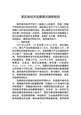 某区夜经济发展情况调研报告
