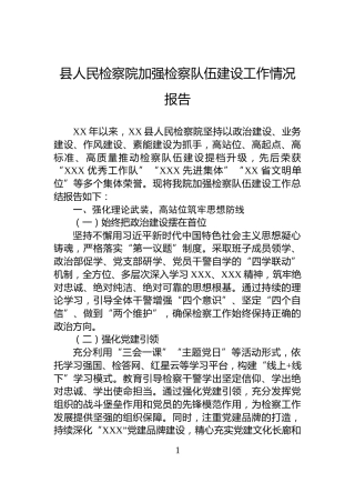 县人民检察院加强检察队伍建设工作情况报告