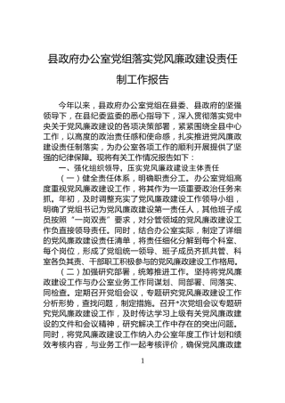 县政府办公室党组落实党风廉政建设责任制工作报告