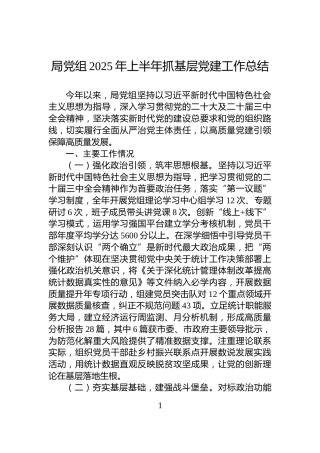 局党组2025年上半年抓基层党建工作总结