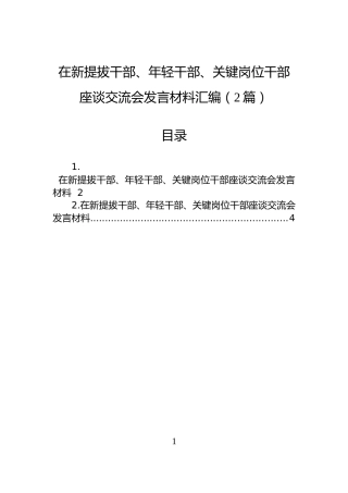 在新提拔干部、年轻干部、关键岗位干部座谈交流会发言材料汇编（2篇）