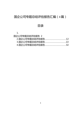 国企公司专题总结评估报告汇编（4篇）
