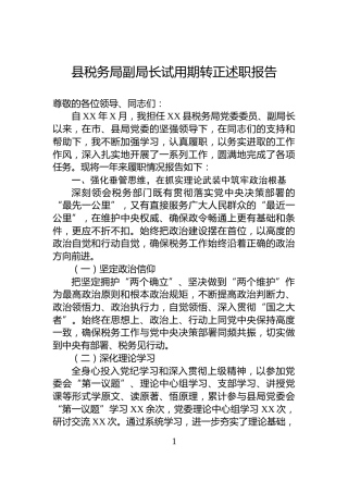 县税务局副局长试用期转正述职报告