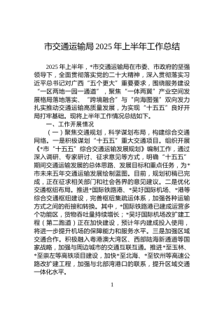 市交通运输局2025年上半年工作总结