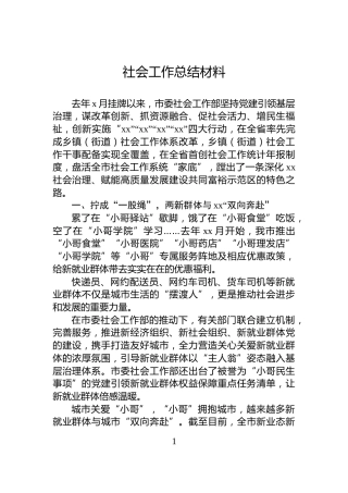 社会工作总结材料