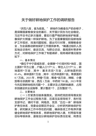 关于做好耕地保护工作的调研报告
