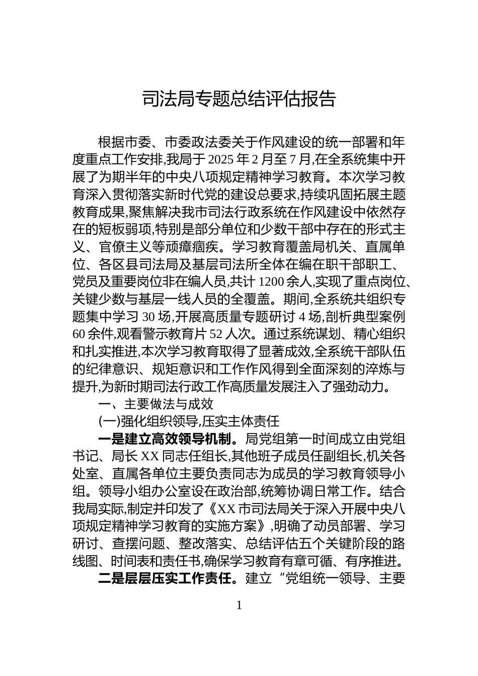 司法局专题总结评估报告_第1页