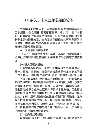 XX乡关于未来五年发展的总体