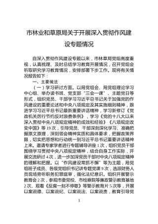 市林业和草原局关于开展深入贯彻作风建设专题情况