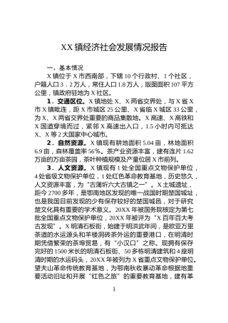 XX镇经济社会发展情况报告