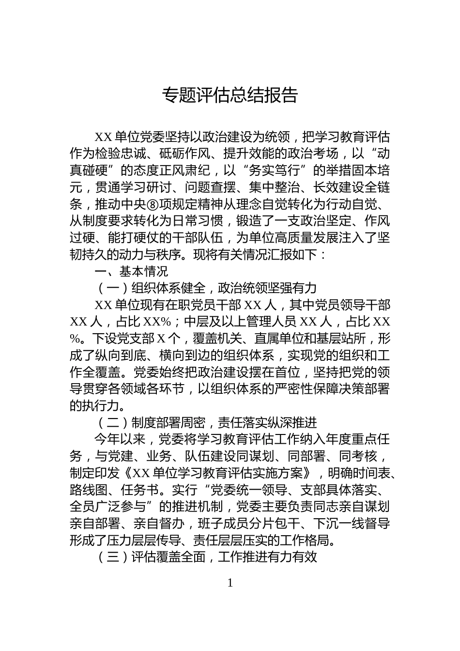 专题评估总结报告_第1页