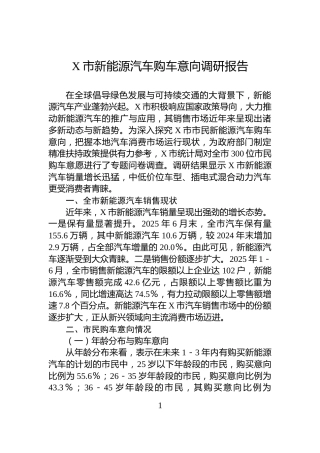 X市新能源汽车购车意向调研报告