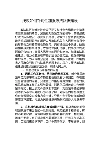 浅议如何针对性加强政法队伍建设