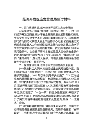经济开发区应急管理局研讨材料