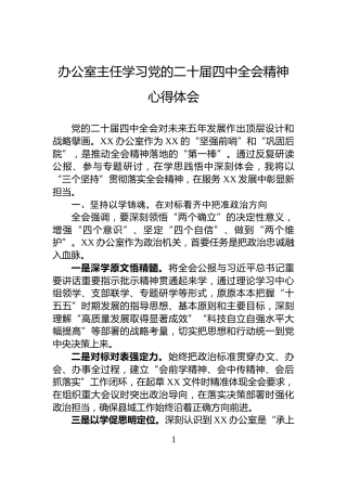 办公室主任学习党的二十届四中全会精神心得体会