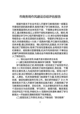 市商务局作风建设总结评估报告