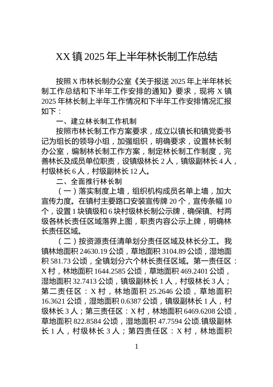X镇2025年上半年林长制工作总结_第1页