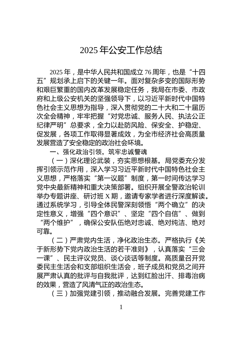 2025年公安工作总结_第1页