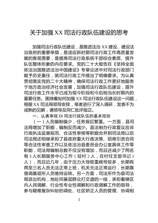 关于加强XX司法行政队伍建设的思考