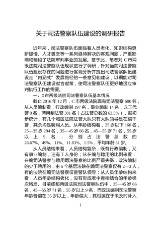 关于司法警察队伍建设的调研报告