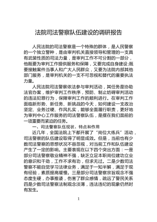 法院司法警察队伍建设的调研报告