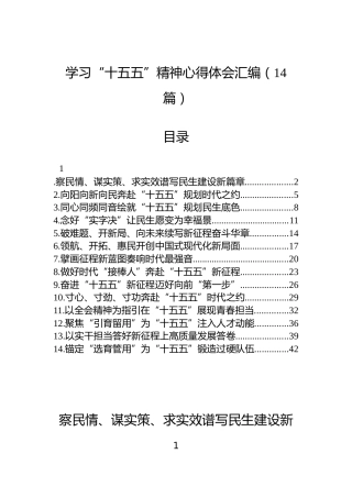学习“十五五”精神心得体会汇编（14篇）
