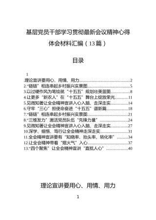 基层党员干部学习贯彻党的二十届四中全会精神心得体会材料汇编（13篇）