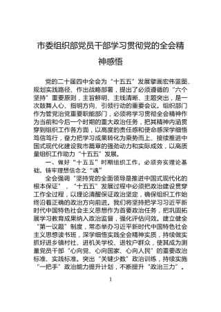 市委组织部党员干部学习贯彻党的全会精神感悟