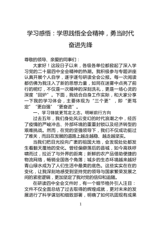 学习感悟：学思践悟全会精神，勇当时代奋进先锋