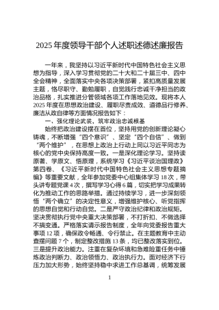 2025年度领导干部个人述职述德述廉报告