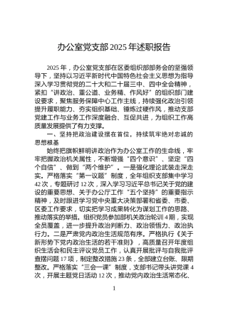 办公室党支部2025年述职报告