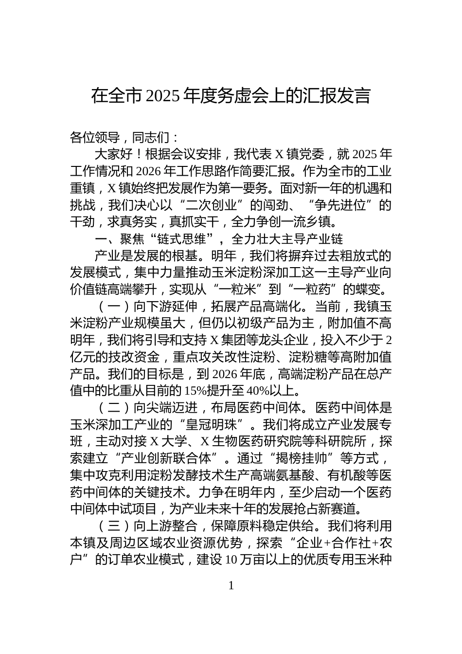 在全市2025年度务虚会上的汇报发言_第1页