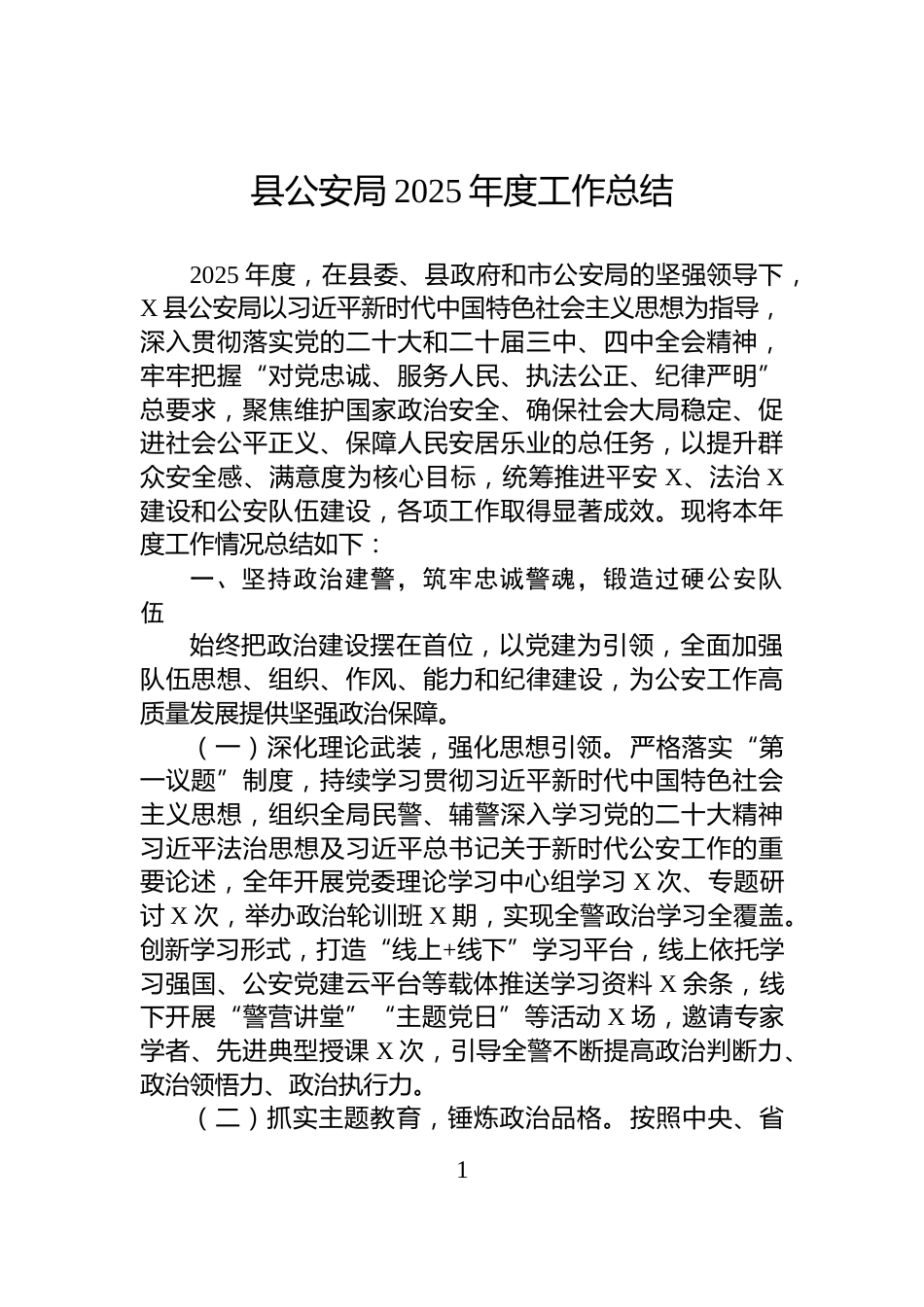 县公安局2025年度工作总结_第1页