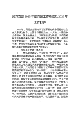 局党支部2025年度党建工作总结及2026年工作打算