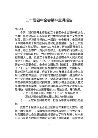 二十届四中全会精神宣讲报告