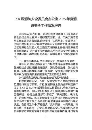 XX区消防安全委员会办公室2025年度消防安全工作情况报告